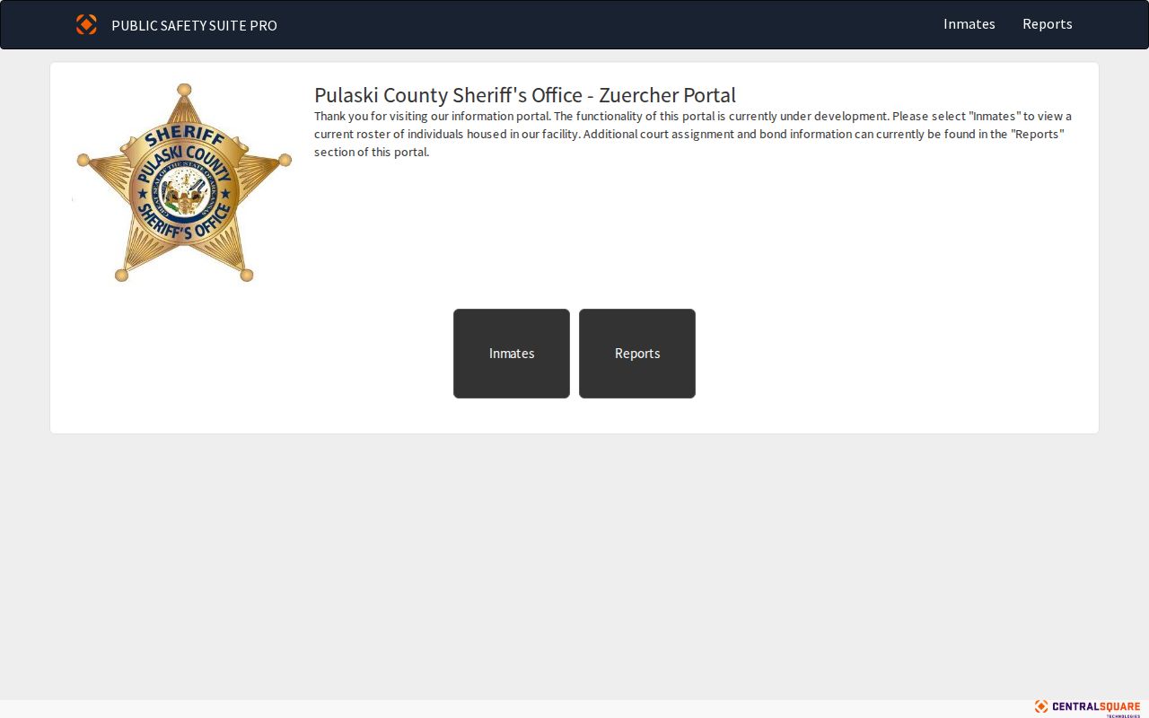 Pulaski County people search sheriff jail roster landing page