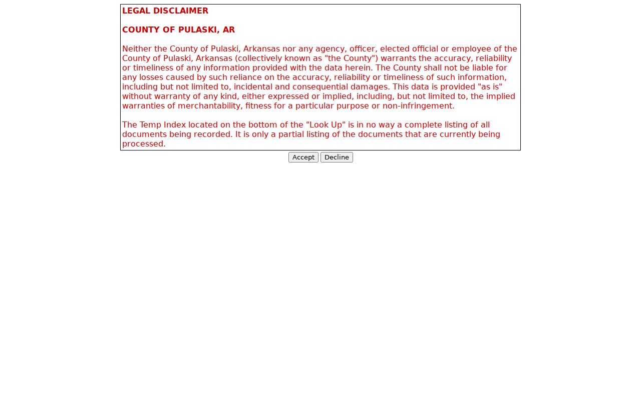 Pulaski County people search PulaskiDeeds recorder index search page