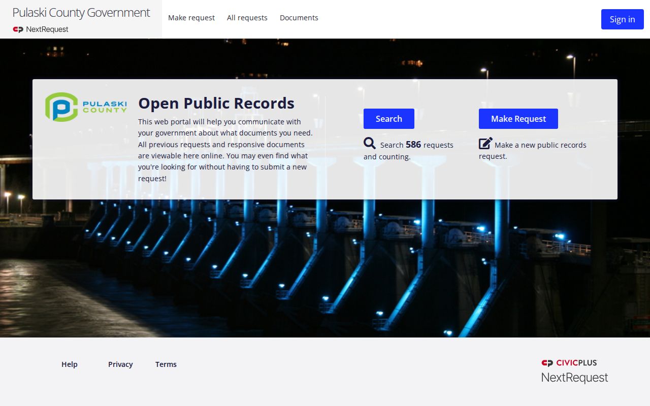 Pulaski County public records NextRequest request portal