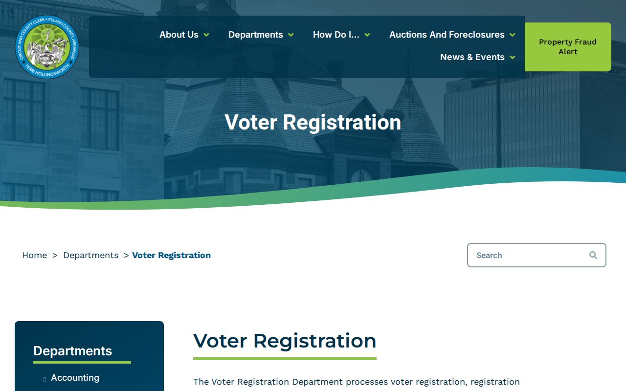 Pulaski County voter registration records department page